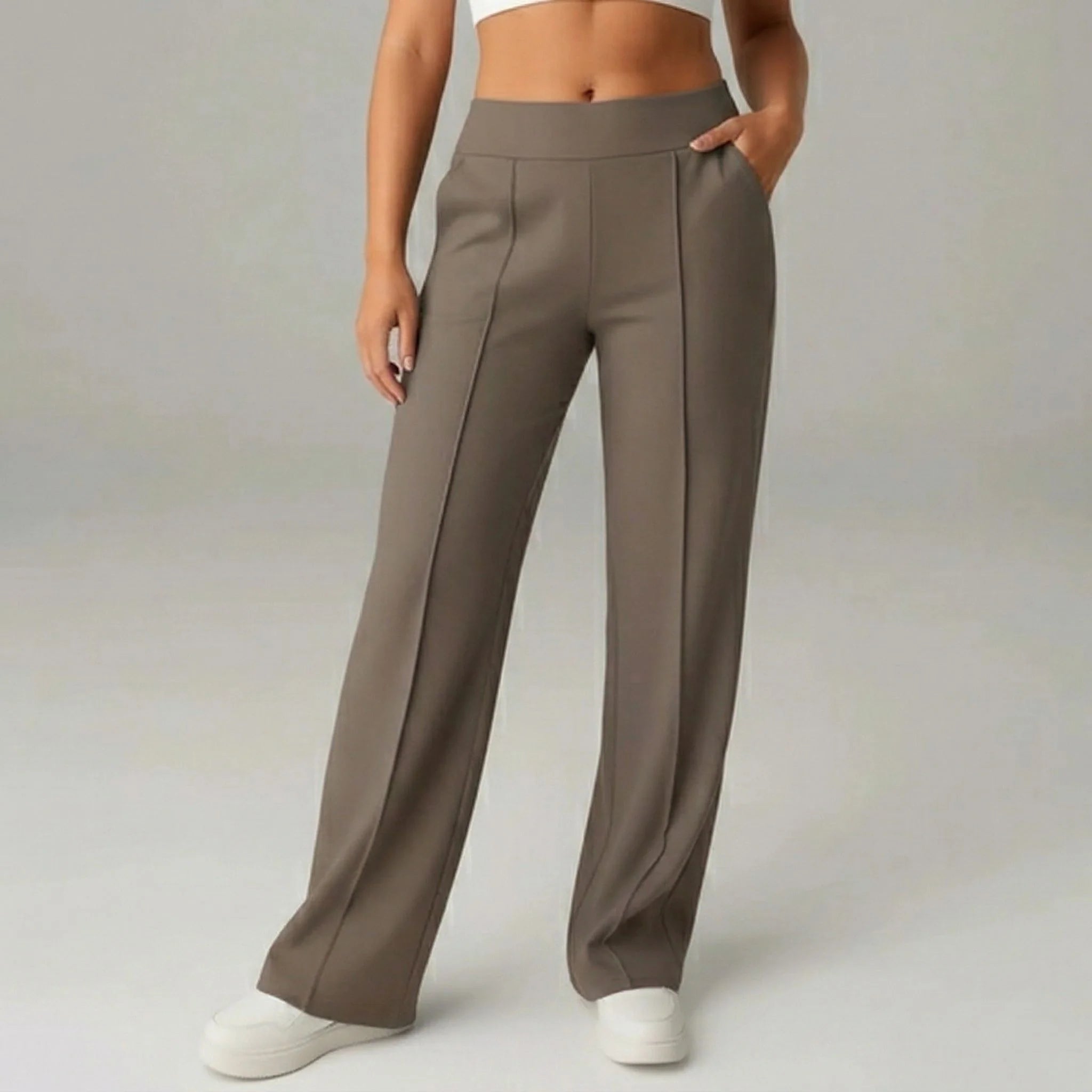 Bequeme Stretchhose mit hoher Taille und weitem Bein – SoftFlex