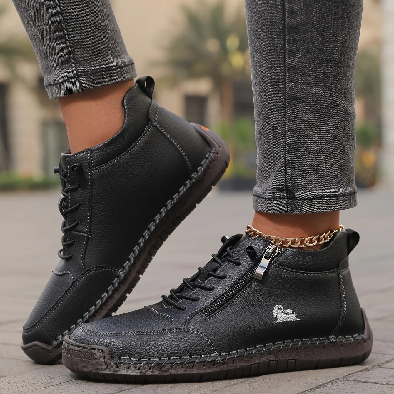 Bequeme Leder-Sneaker mit Reißverschluss – Mavie