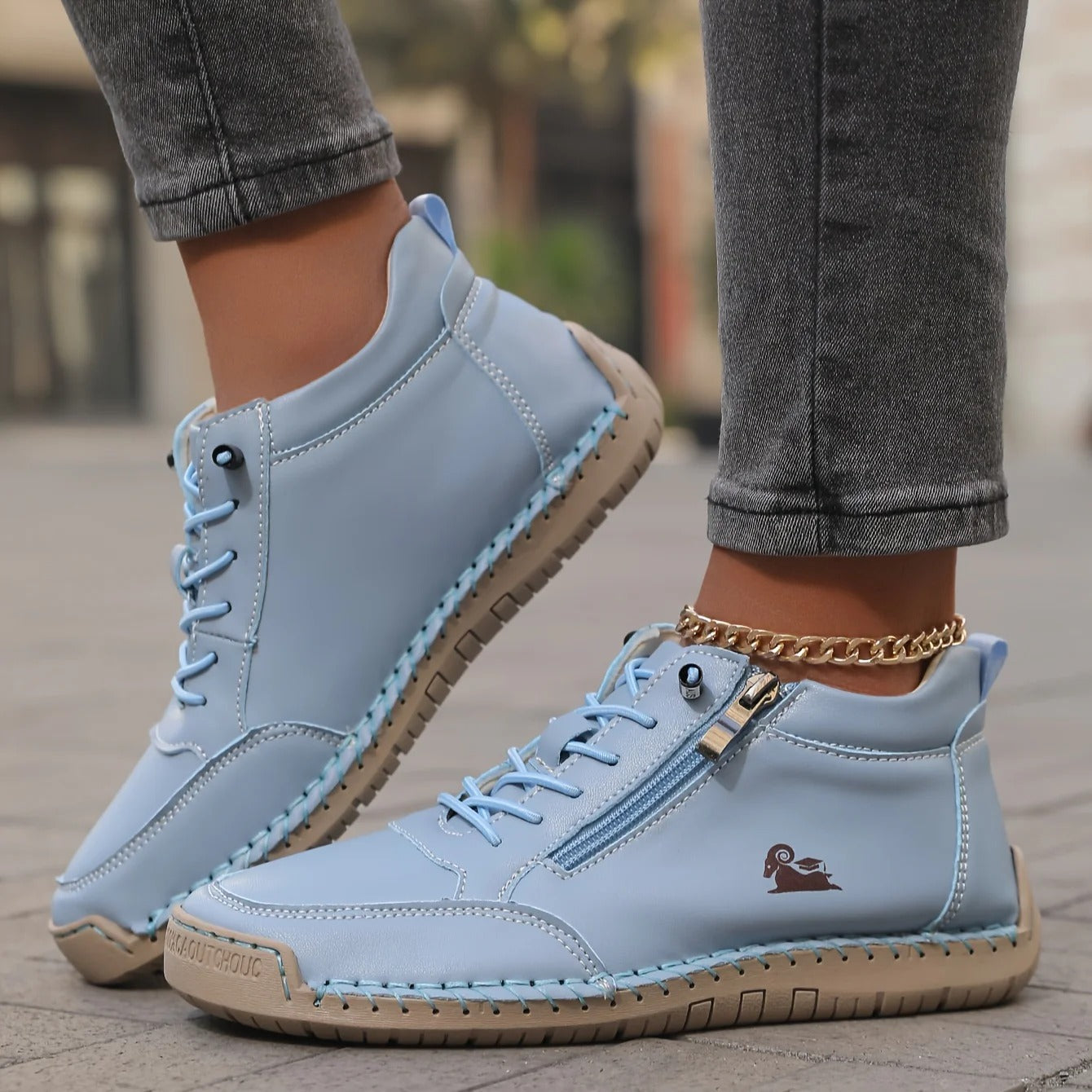 Bequeme Leder-Sneaker mit Reißverschluss – Mavie