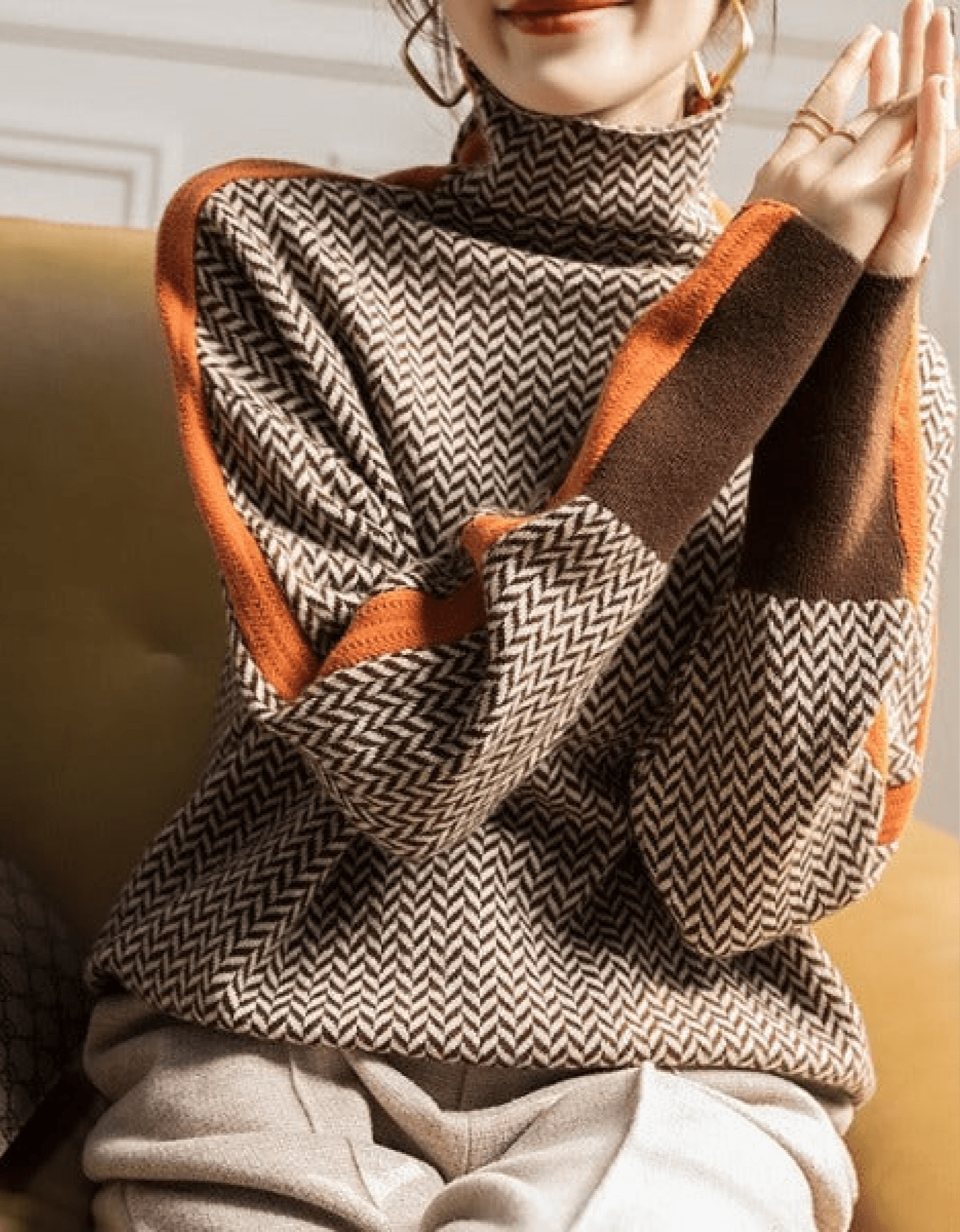 Lorena Damen gestreifter Longpullover