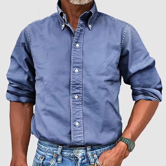 Klassisches Denim-Freizeithemd mit langen Ärmeln