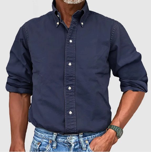 Klassisches Denim-Freizeithemd mit langen Ärmeln
