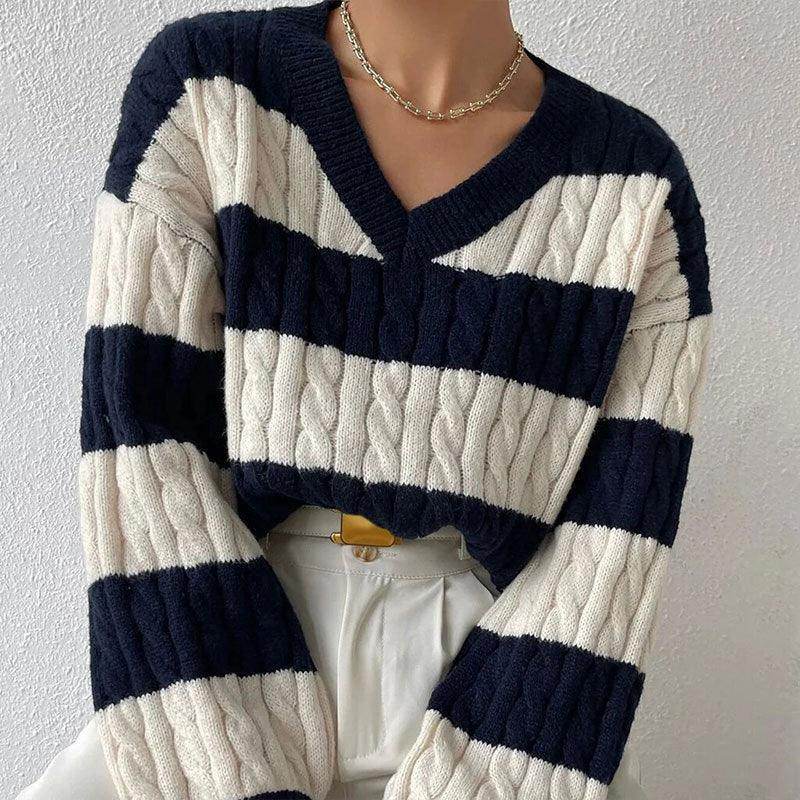 Grace Damen-Strickpullover mit Streifen