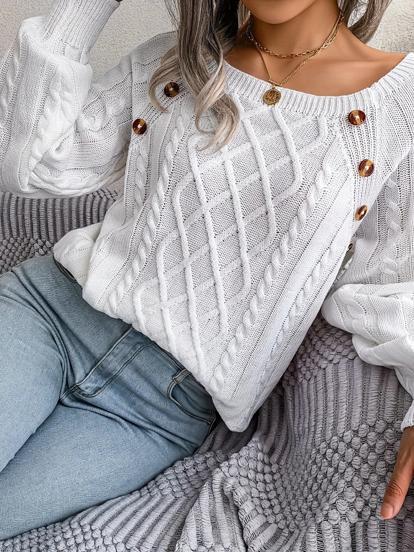 Eleganter Pullover mit Knöpfen Elise