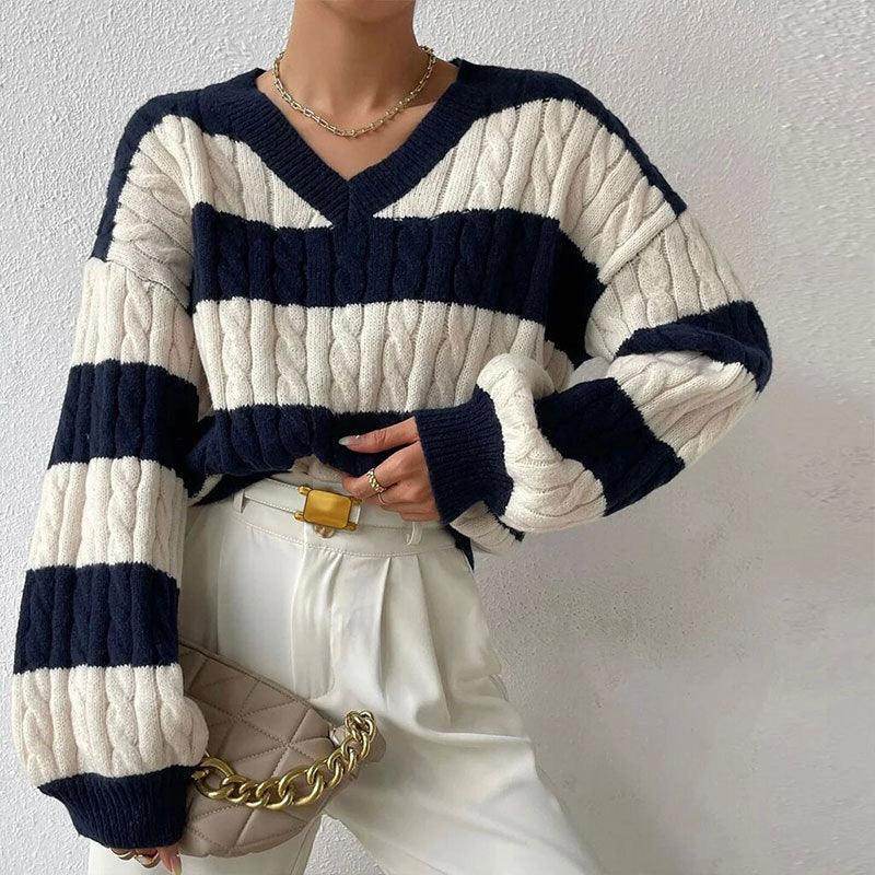 Grace Damen-Strickpullover mit Streifen
