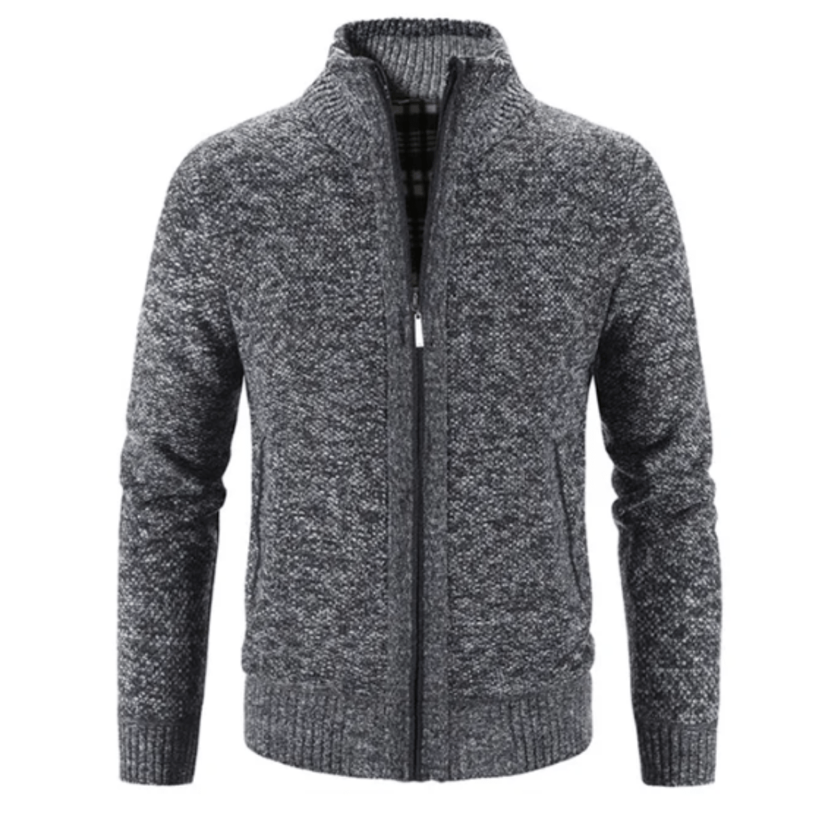 Ethan Strickjacke mit hohem Kragen und Reißverschluss