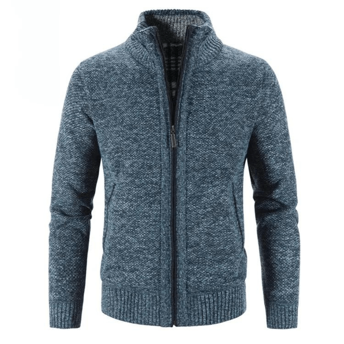 Ethan Strickjacke mit hohem Kragen und Reißverschluss