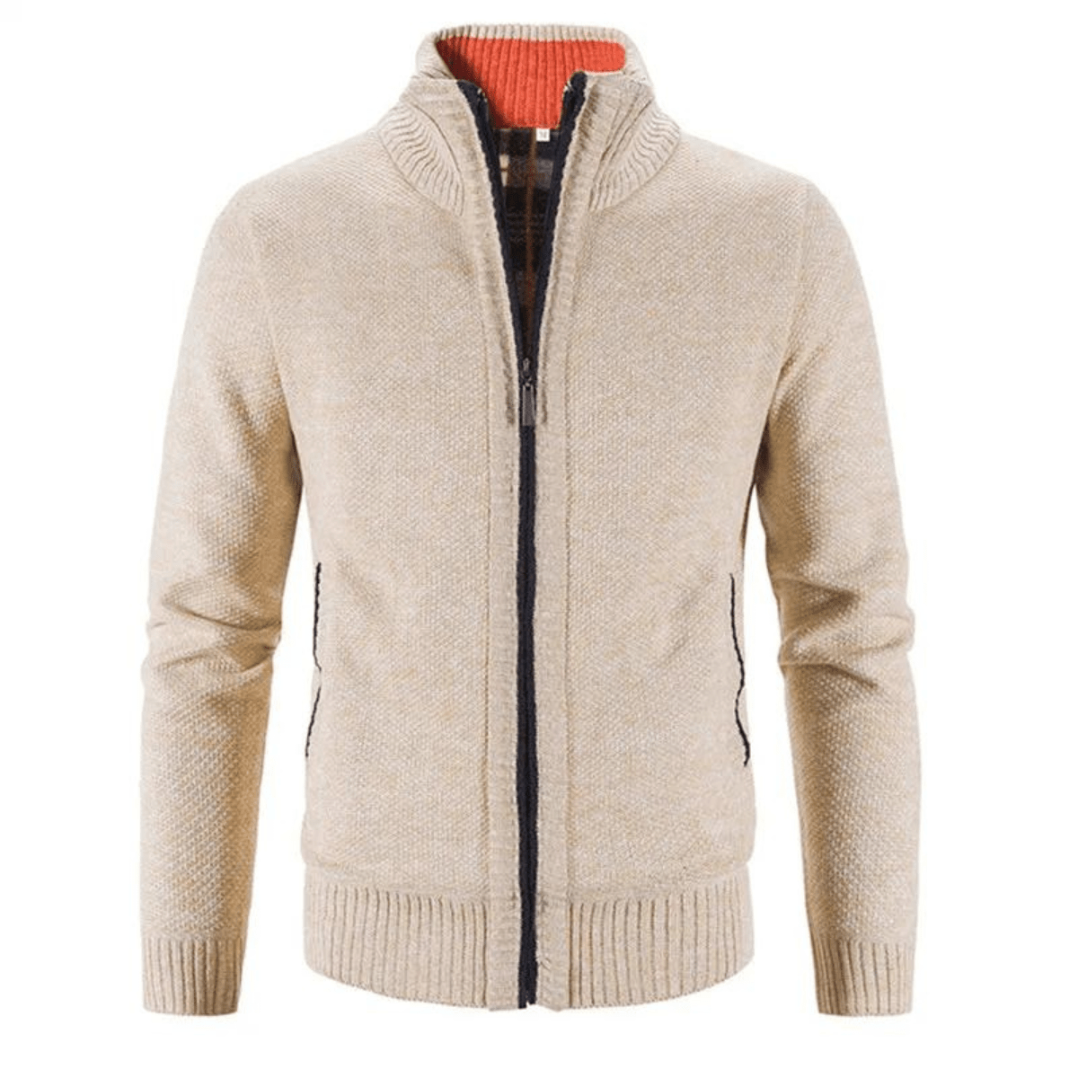Ethan Strickjacke mit hohem Kragen und Reißverschluss