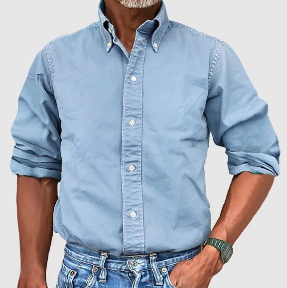 Klassisches Denim-Freizeithemd mit langen Ärmeln